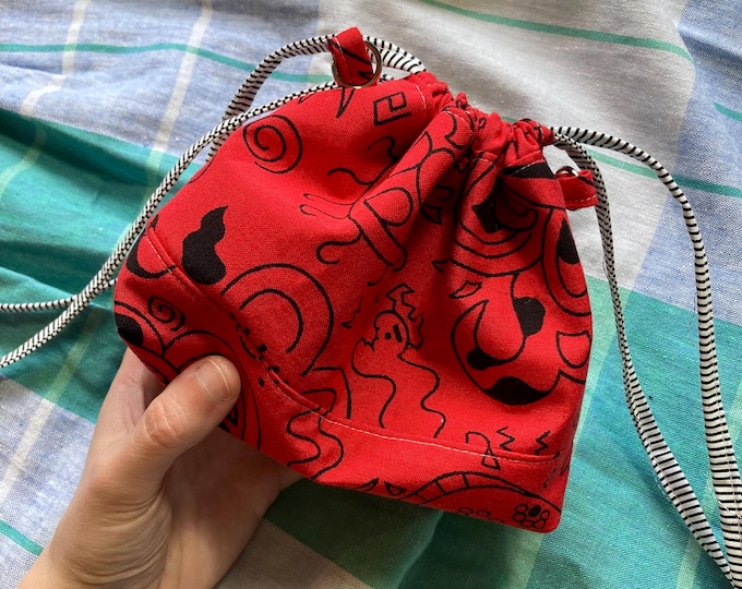 Mini Bucket Bag Purse, Red & Black