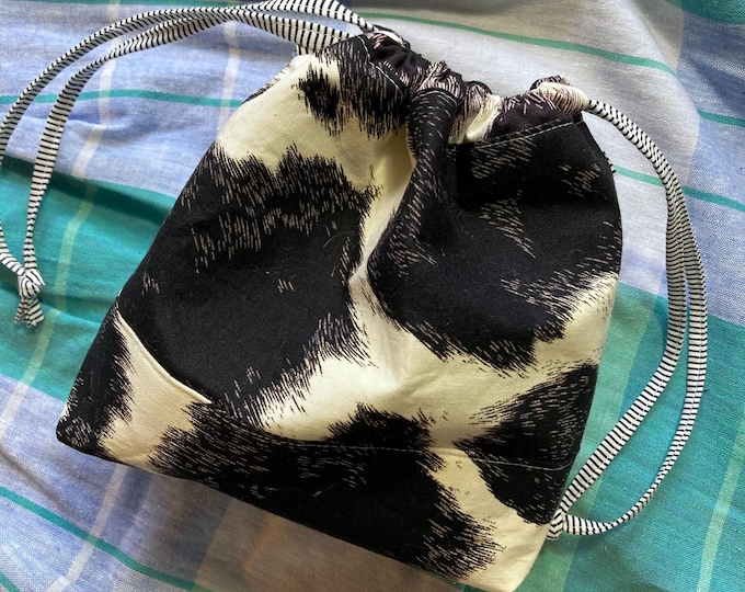 Small Bucket Bag Purse, Cow Print