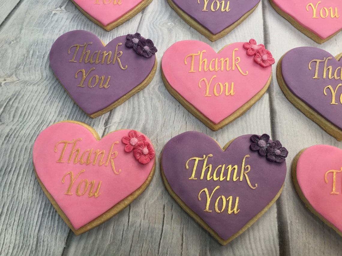 12 x Thank You Cookies/ Biscuits With Hand Decorated Fondant Etsy