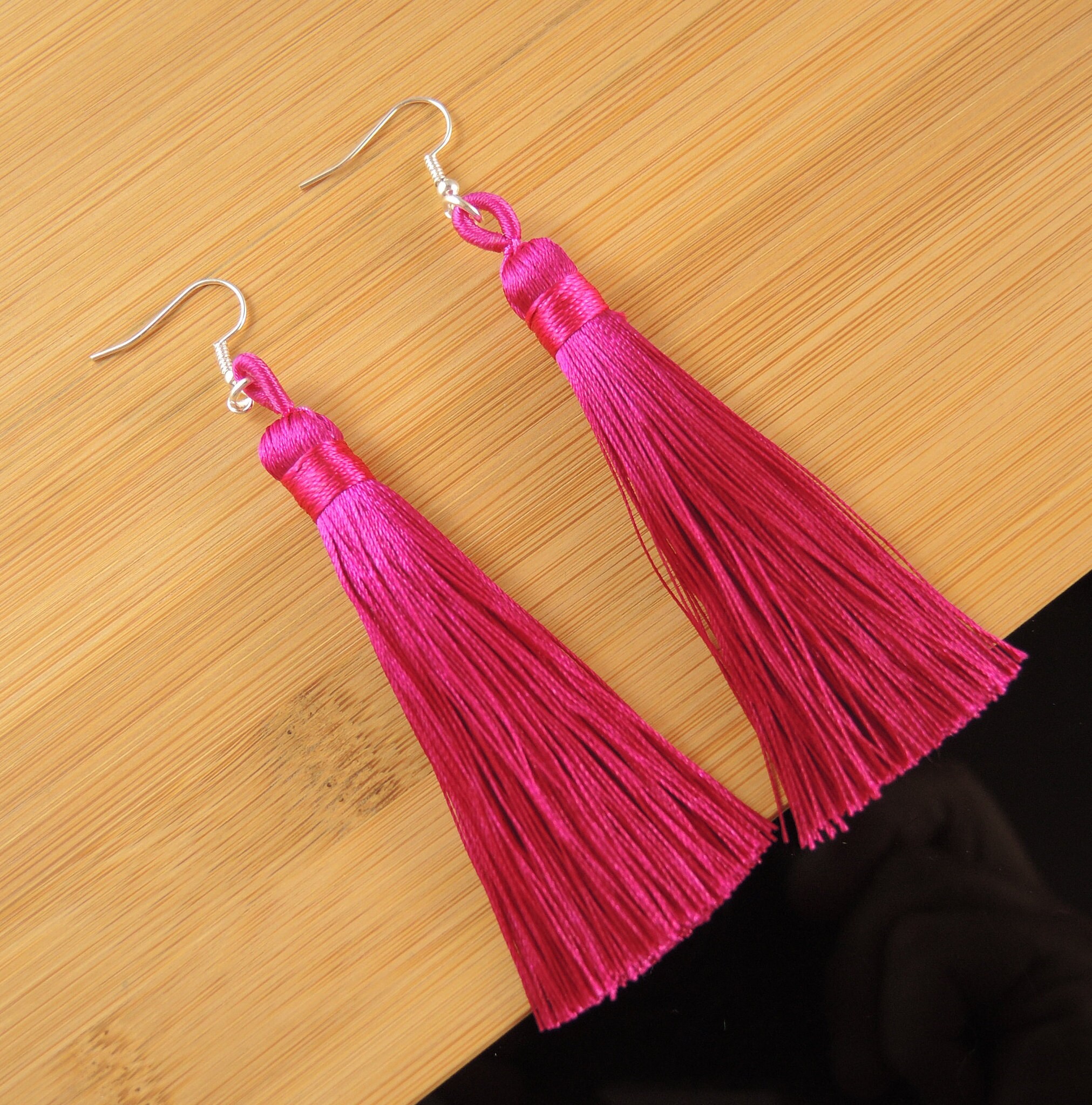 Maroon 2024 tassel earrings