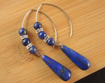 Acier inoxydable, Lapis lazuli, Pendule, Pierres précieuses, Pendentifs pendants, Mode, Pierres précieuses, Acier inoxydable, Crochets ovales