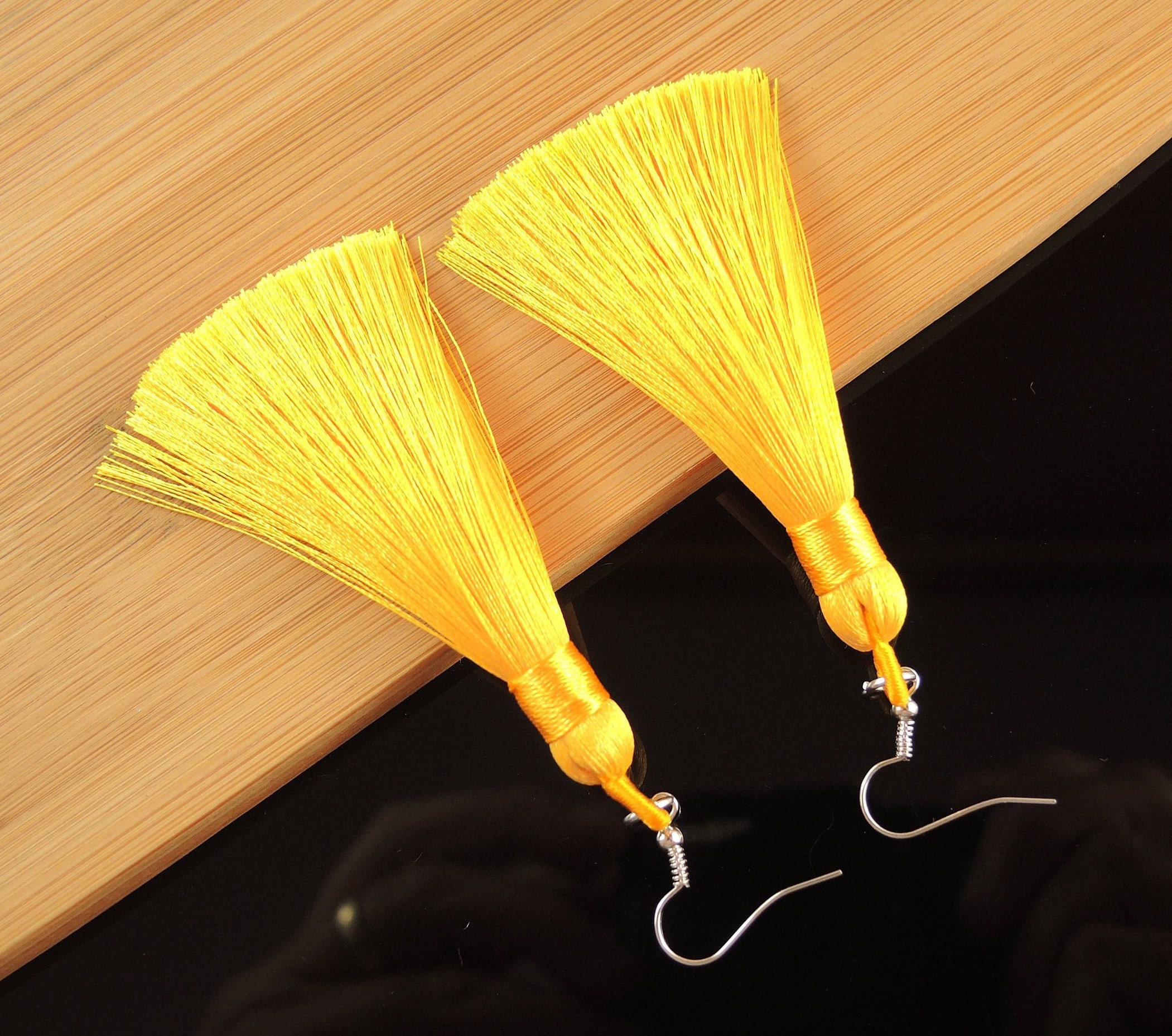 Bright Yellow Tassel Silk Polyester Fringe Bohemian Etsy Australia