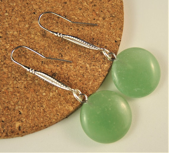 Orecchini pendenti in argento sterling con quarzo verde salvia e avventurina - Italia