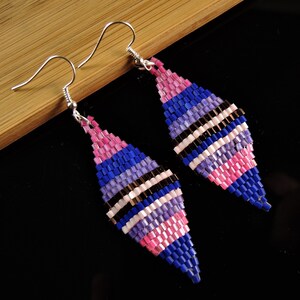 Miyuki Beads, Multi Colour, Beaded Handmade, Dangle Fashion, Statement Earrings, Silver Hypo Allergenic Hooks #44