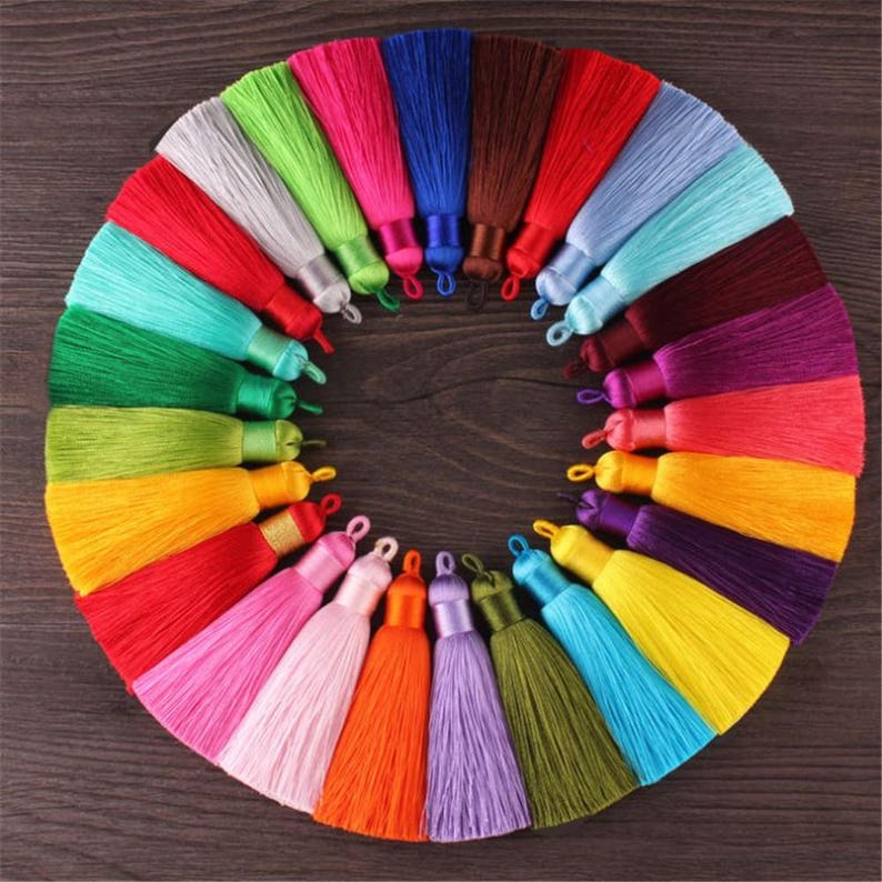 10pcs 8cm Silk Tassels Silky Jewelry Tassels,Handmade Tassel for Jewelry Making Silk Fringes Tassel Earrings Tassel Necklace 3.15