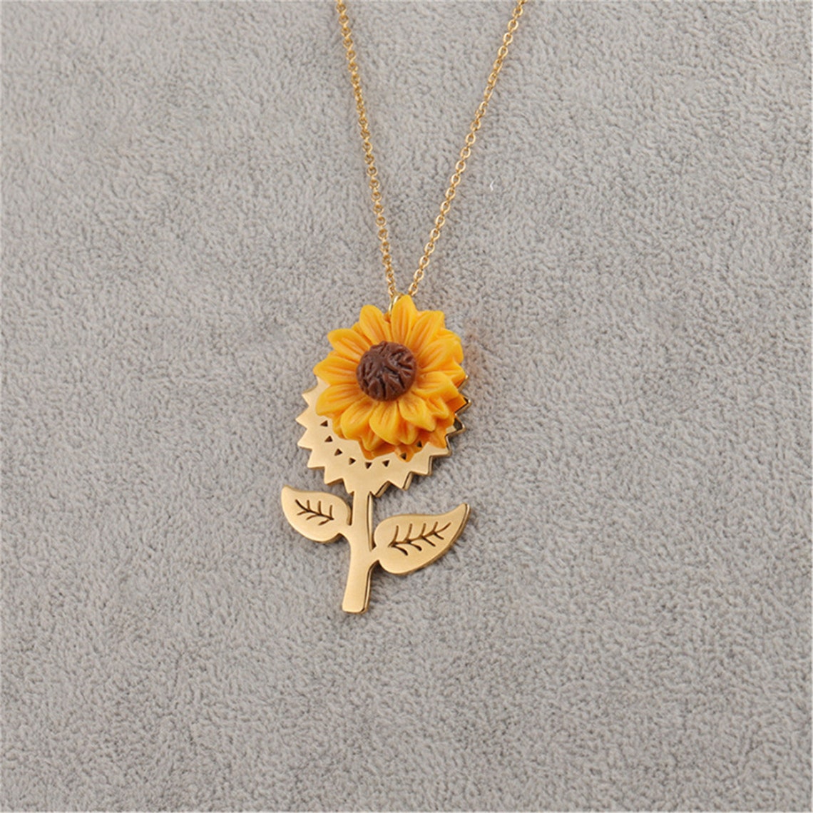 2pcs New Design Sunflower Flower Pendant Necklace for Women Etsy