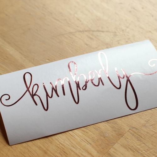 Rose Gold Vinyl Name Decal With Swirls Script Font Name Tag Etsy