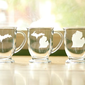 Michigan Coffee Mug Set - Yooper, Mitten and & Michigan Cups - Michigander Drinking Glasses - Upper Peninsula and Lower Peninsula Tumblers