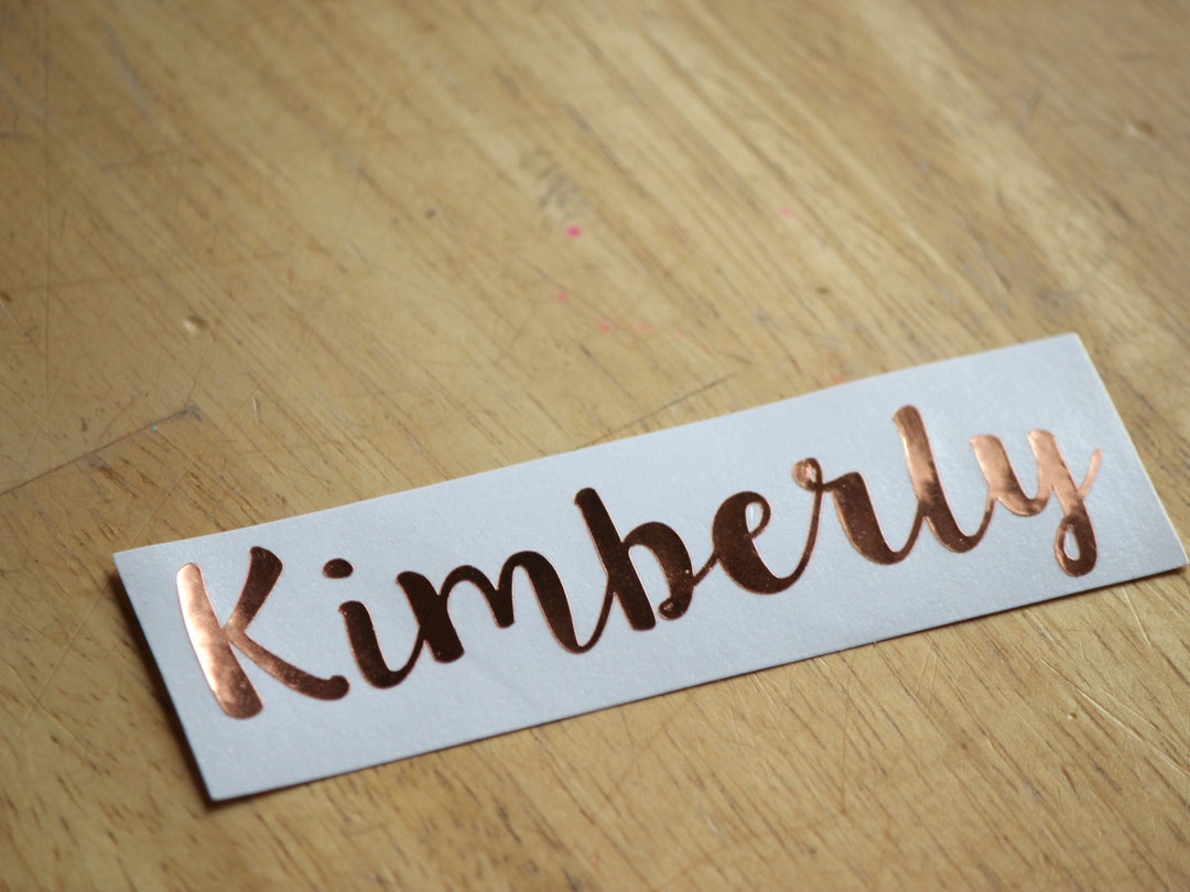 Rose Gold Vinyl Name Decal for Tumbler, Script Font Custom Name Sticker
