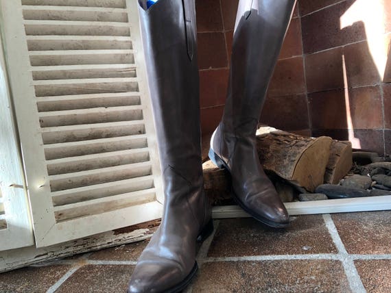 womens grey leather riding boots