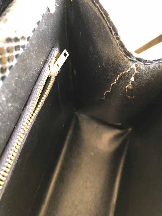 Vintage handbag with wallet, 50s, black snakeskin… - image 10