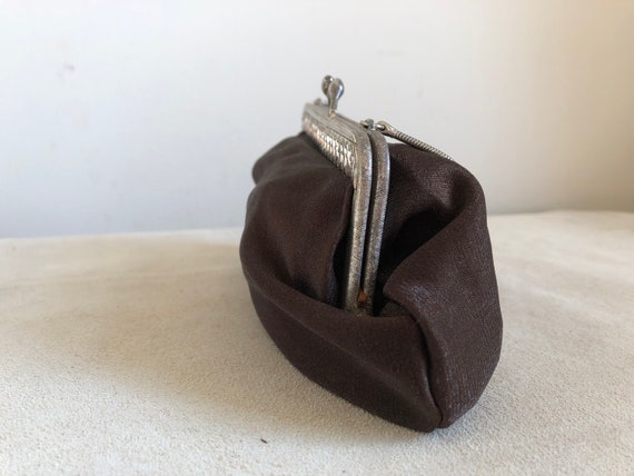 Antique brown evening bag, fashion 1910s, 1920s, … - image 5