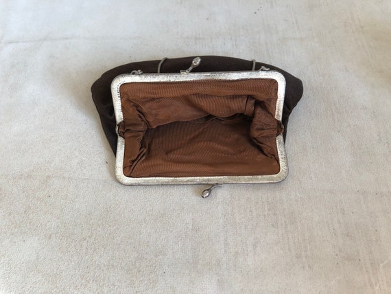 Antique brown evening bag, fashion 1910s, 1920s, … - image 6