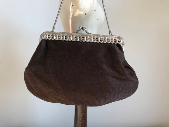 Antique brown evening bag, fashion 1910s, 1920s, … - image 3