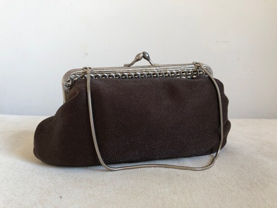 Antique brown evening bag, fashion 1910s, 1920s, … - image 4