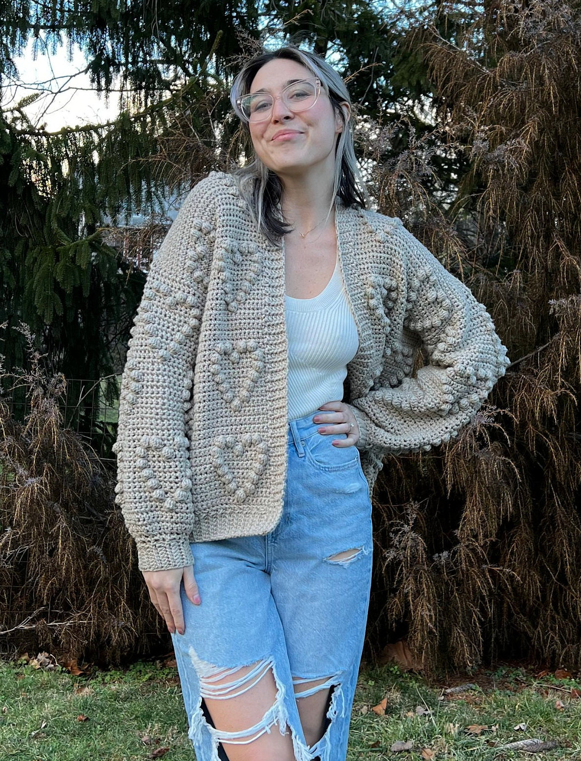 トップス leinwande Popcorn Tree Knitted Cardigan Popcorn Sweater