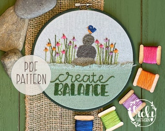 Embroidery Pattern PDF, Inspirational Hoop Art, Instant Download, Self Care, Wellness, Personal Growth