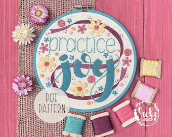 Embroidery Pattern PDF, Wool Applique, Inspirational Hoop Art, Instant Download, Self Care, Wellness, Personal Growth