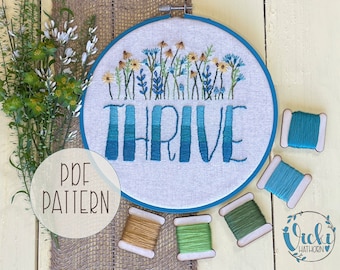 Embroidery Pattern PDF, Inspirational Hoop Art, Instant Download, Self Care, Wellness, Personal Growth