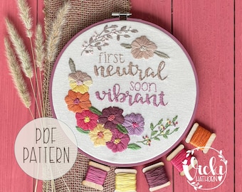 Embroidery Pattern PDF, Inspirational Hoop Art, Instant Download, Self Care, Wellness, Personal Growth