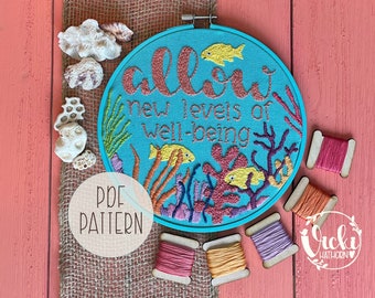 Embroidery Pattern PDF, Inspirational Hoop Art, Instant Download, Self Care, Wellness, Personal Growth