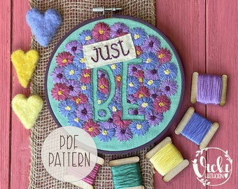 Embroidery Pattern PDF, Inspirational Hoop Art, Instant Download, Self Care, Wellness, Personal Growth