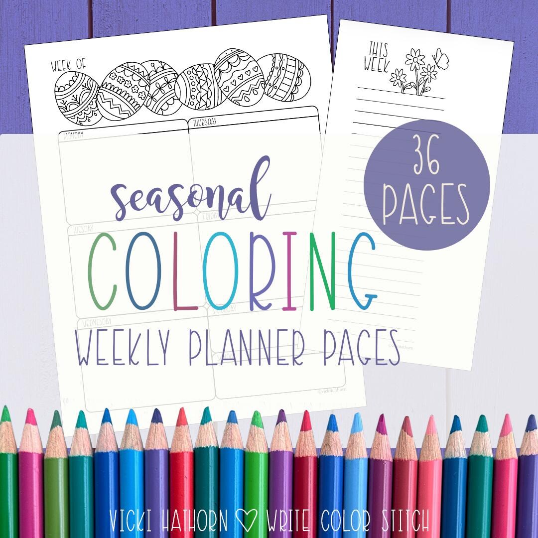 Coloring Weekly Planner Printable PDF | US Letter/a4 Digital Download ...