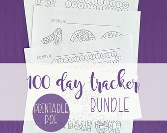 100 Day Project Tracker, 100 Day Challenge, Habit, Days of School, Progress, Goals, Printable PDF