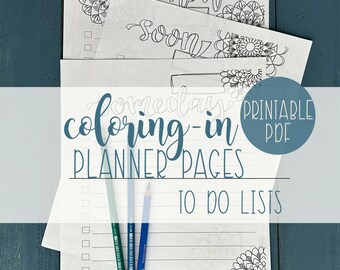 Coloring Planner, Printable Planner, To Do List, Goals, Hand-drawn, Mandala, Digital PDF, Instant Download