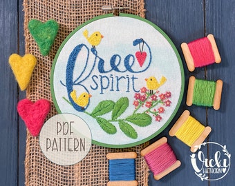 Embroidery Pattern PDF, Inspirational Hoop Art, Instant Download, Self Care, Wellness, Personal Growth