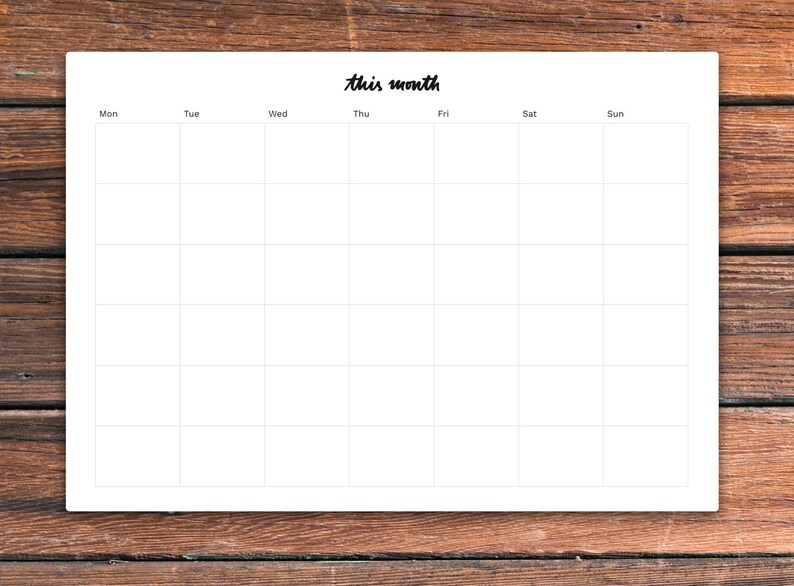 Printable Monthly Desk Planner This Month Planner. Two Etsy