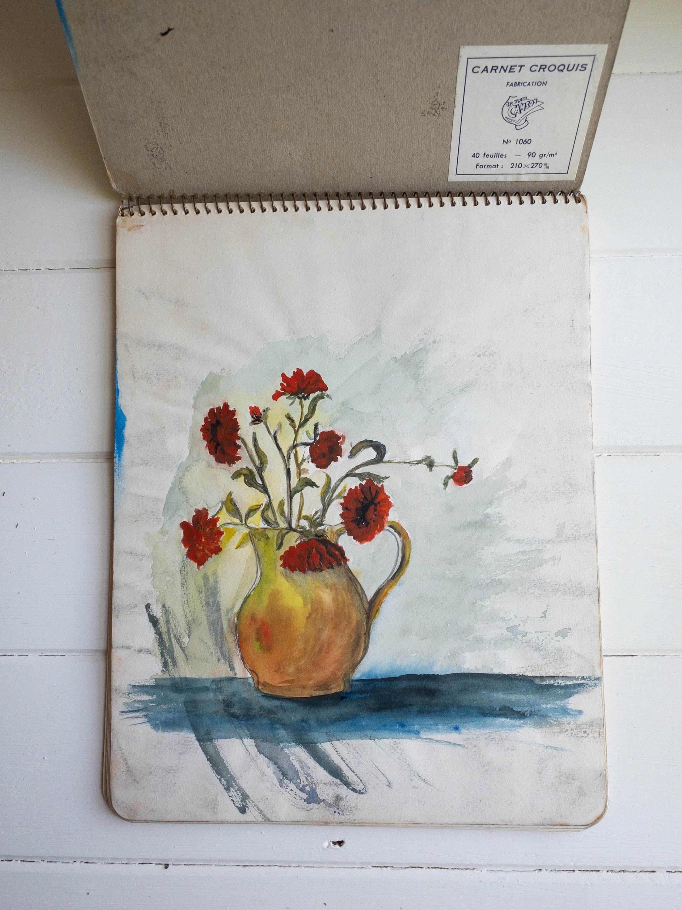 Vintage French sketch book with watercolours vintage art Etsy