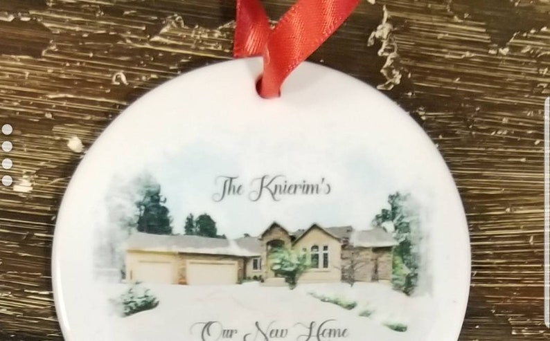 dad 1 sided gift mom house gift Personalized home or house Christmas ornament from photo with family name. dad 1 sided gift mom house gift Personalized home or house Christmas ornament from photo with family name.