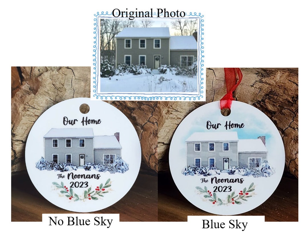 Personalized Home or House Ornament From Photo With Family Name Gift ...