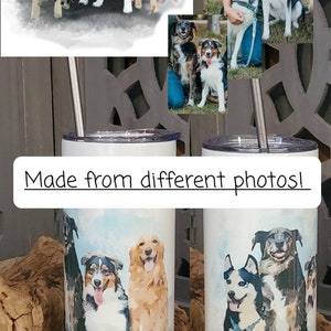 Personalized digital portrait drawing/cartoon of Pet cat dog photo ceramic/stainless thermos, Photo dog Pet Mug, Pet Lover Mug, Dog Lover