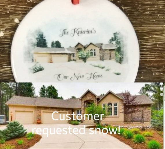 dad 1 sided gift mom house gift Personalized home or house Christmas ornament from photo with family name. dad 1 sided gift mom house gift Personalized home or house Christmas ornament from photo with family name.