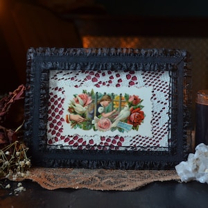 Antique Framed Victorian Post Card- Victorian Decor - Dark Romantic - Gothic Home