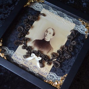 Victorian Mourning Inspired Hair Work Wreath Shadow Box - Oddities & Curiosities - Victorian Hair Art