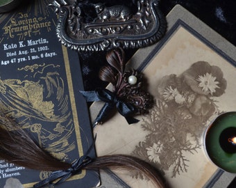 Custom Victorian Mourning Inspired Hairwork - Custom Order Preorder - Oddities - Curiosities - Brooch