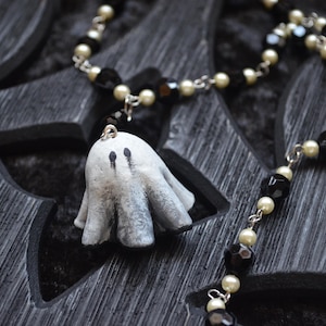 Ghost Rosary Style Necklace - Gothic Jewelry - Ghost