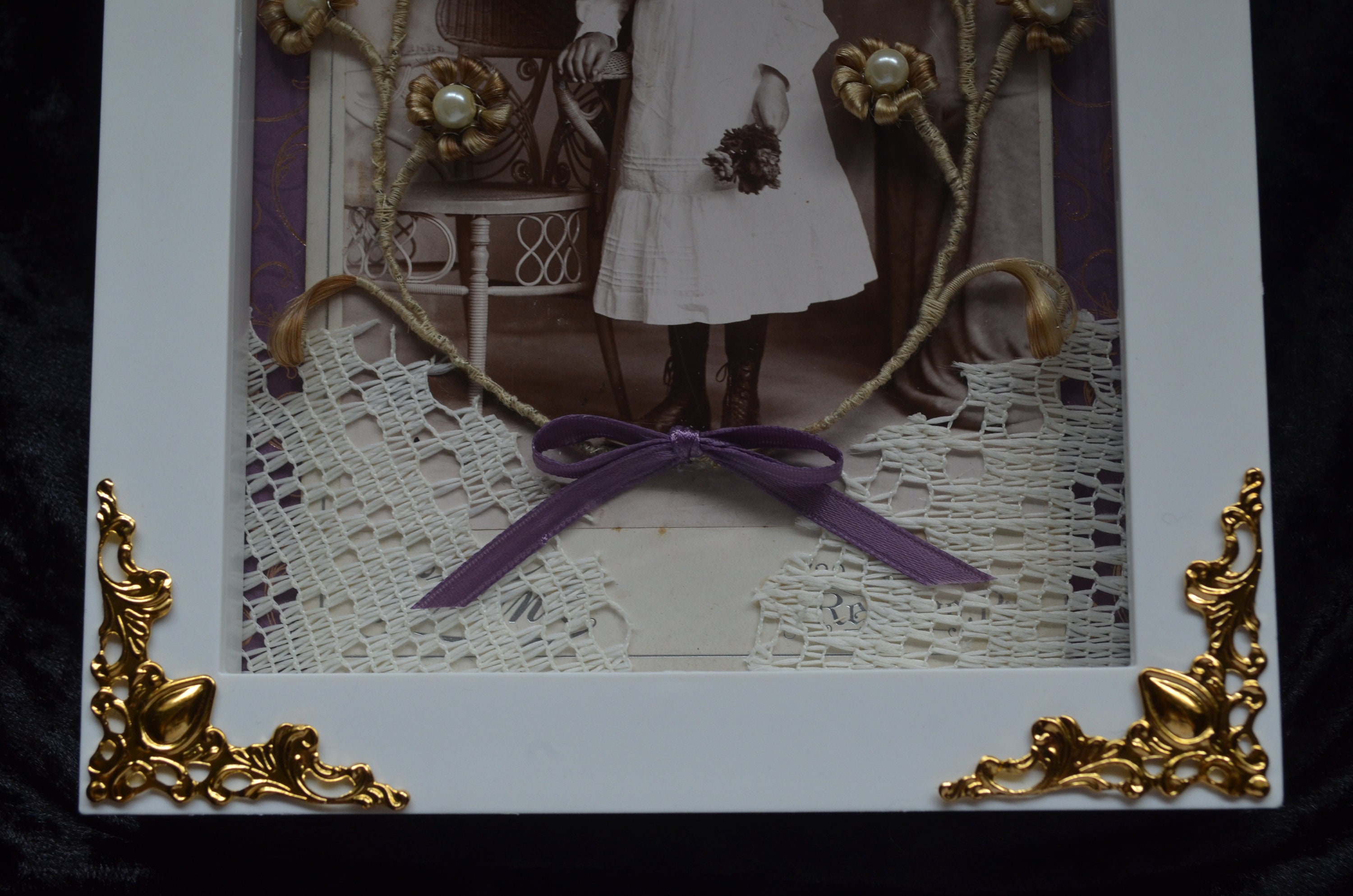 Victorian Mourning Inspired Hairwork Wreath Shadow Box - Victorian Art ...