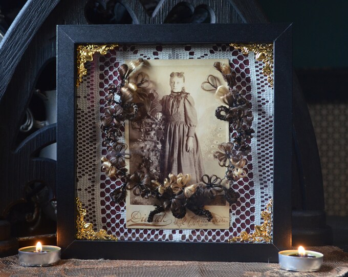 Victorian Mourning Inspired Hair Work Wreath Shadow Box - Oddities ...