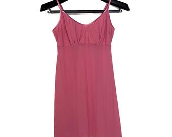 DKNY Womens Sleeveless Delicate Mesh Pink Chemise Slip Dress Y2K Babydoll Size L