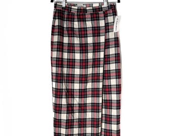 NWT Vtg J. London 8 Plaid Midi Skirt 100% Wool Pencil Skirt Dark Academia Preppy