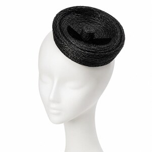 Vintage Black Woven Straw Pillbox Hat‎ with Interior Hair Combs Retro Formal Vintage Black Woven Straw Pillbox Hat with Interior Hair  main image 4