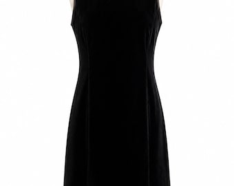 VTG Old Navy 90s Sleeveless Velvet Back Zip Lined Dress Shift Minimalist CBK