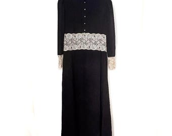 Vintage Lace Black Gown Whimsigoth Cottagecore Dress