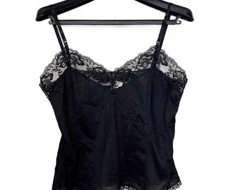 Vintage Camisole By Mel-Lin, XL 100% Nylon and Lace Made In USA Whimsigoth Sissy