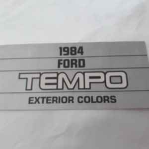 NOS New 1984 Ford Tempo Car Exterior Color Chart