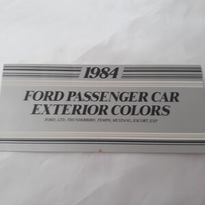NOS New 1984 Ford Passenger Car Exterior Color Chart